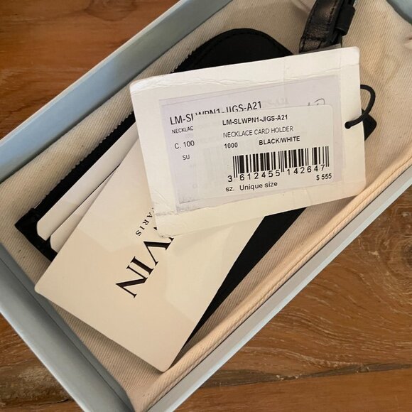 Lanvin Leather Necklace Card holder, black and white psychadelic pattern - Picture 9 of 11